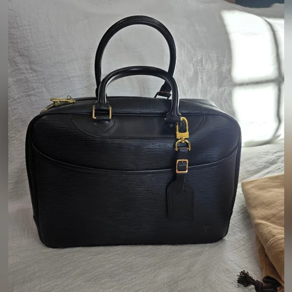Louis Vuitton Epi Deauville Black Noir Bag Travel Luggage Keepall Speedy Leather - Picture 2 of 15